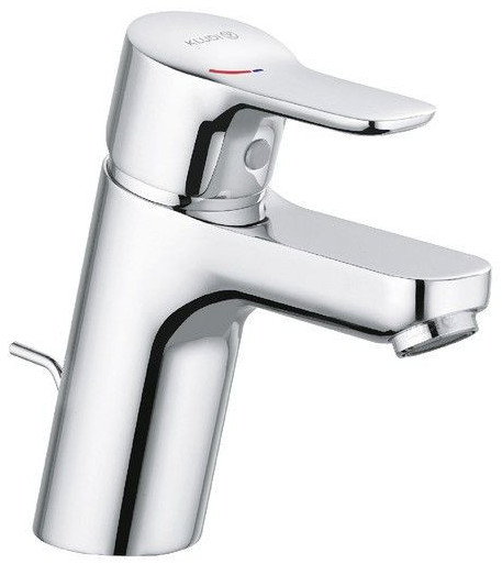 Kludi 37 289 0565 Pure&Easy Смеситель для раковины 70 мм, со сливным гарнитуром, CoolStart, 7 л/мин