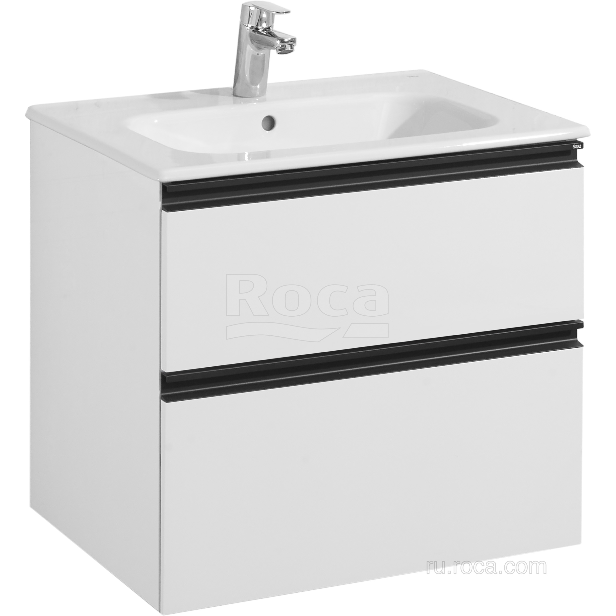 Roca A857458806 Domi Тумба под умывальник, подвесная, 2 ящика, 585х453х515 мм, Белый глянец