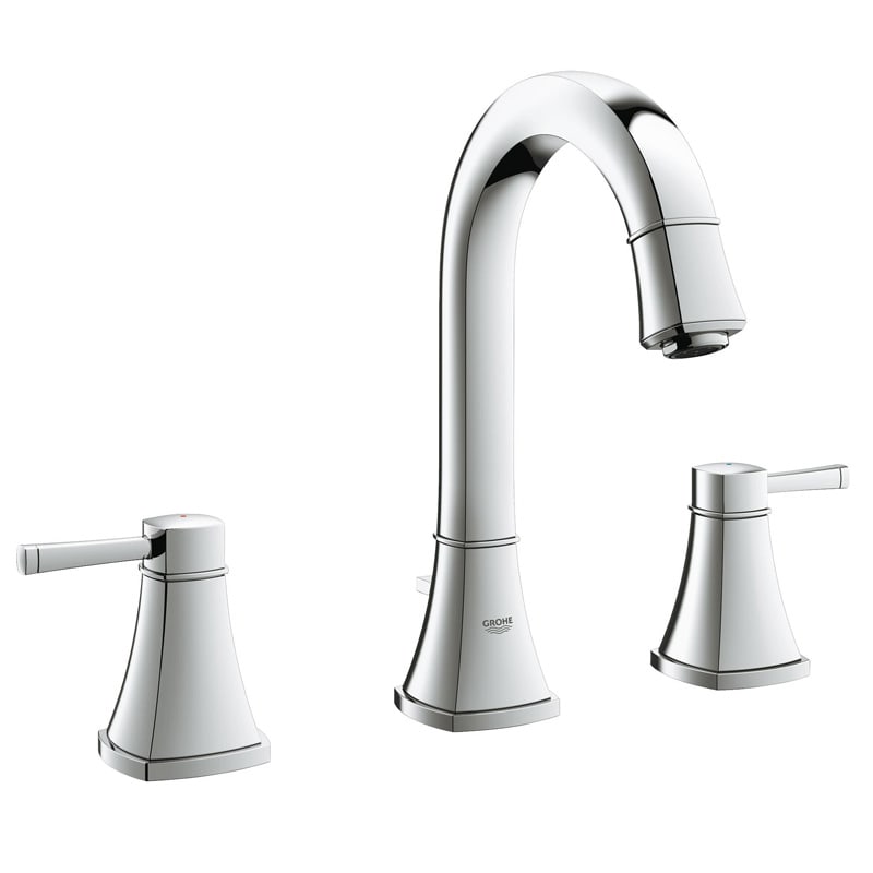 Grohe 20 389 000 Grandera Смеситель для раковины 161 мм, на 3 отв., со сливным гарн., EcoJoy