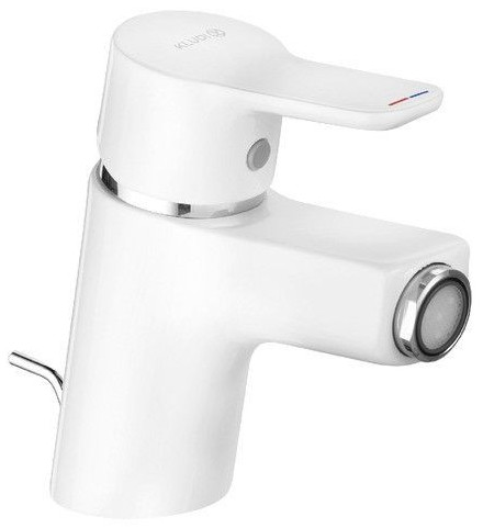 Kludi 37 533 9165 Pure&Easy Смеситель для биде, со сливным гарнитуром, 6 л/мин, БЕЛЫЙ