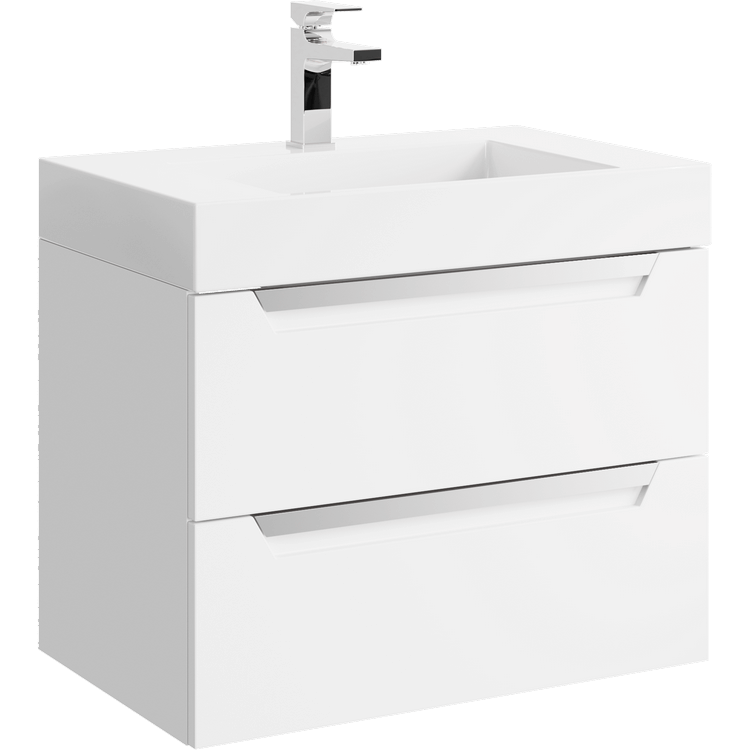 AQ CUB0107W Cube Тумба под умывальник подвесная, 2 ящика, 700х508х445 мм, Белый