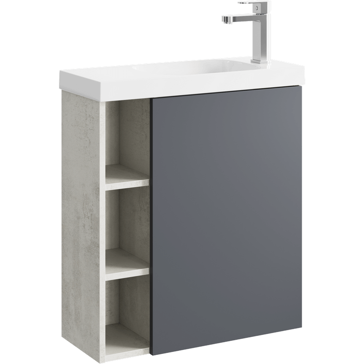 AQ ALB0106RLS Alba Корпус тумбы под умывальник правый, светлый камень, 600х700х250 мм