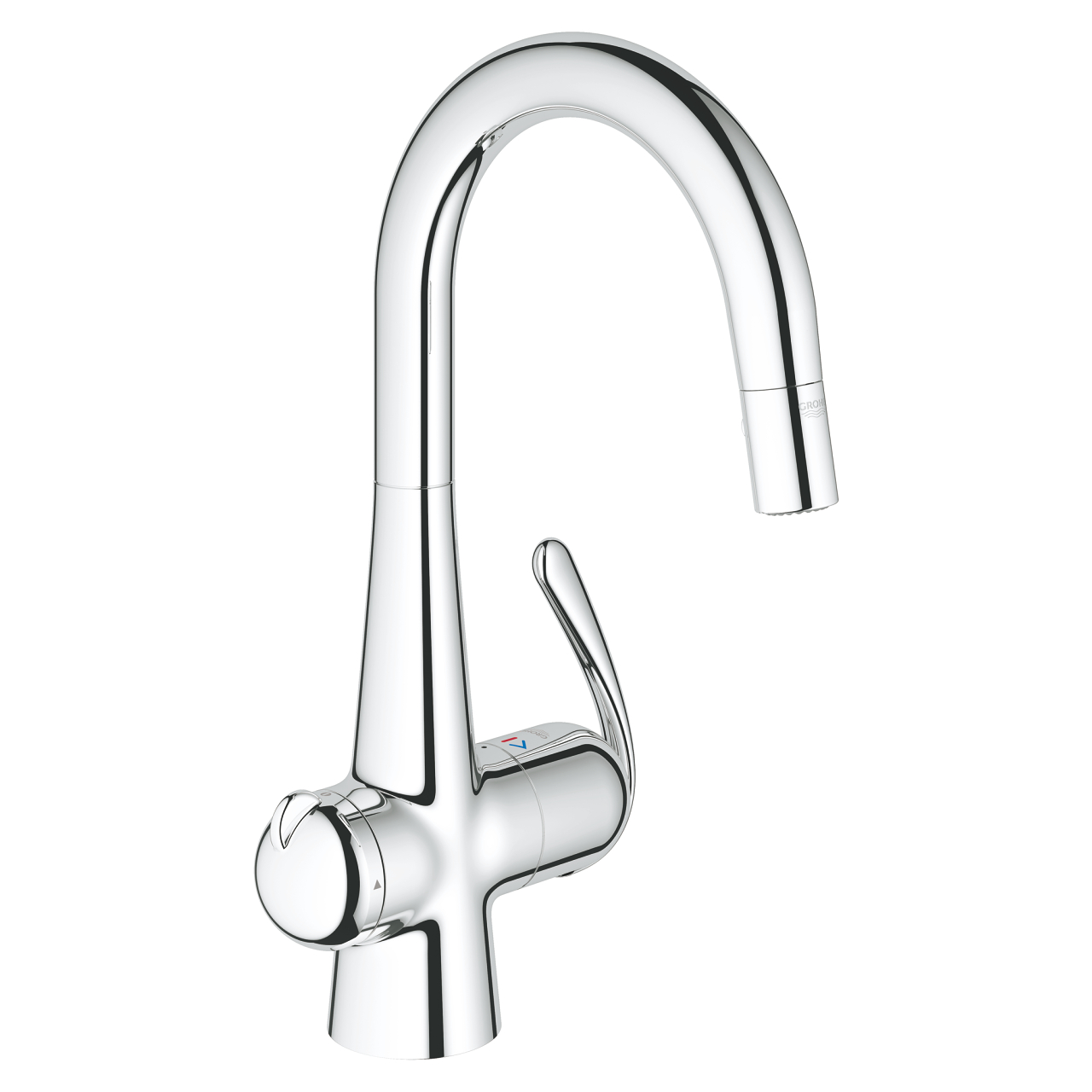 СНЯТ Grohe 31 203 000 Zedra Смеситель для кухни 220 мм, запорный вентиль, выдвижной ∩ излив, 2 р