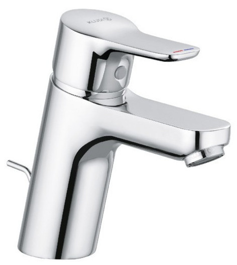 Kludi 37 382 0565 Pure&Easy Смеситель для раковины 70 мм, со сливным гарнитуром, 7 л/мин