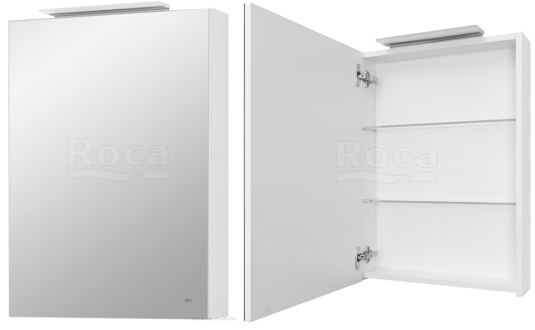 Roca 7.8576.4.380.6 Oleta Зеркальный шкаф петли слева, 500х700х137 мм, c LED-свет., белый глянец